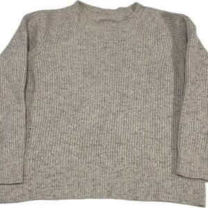 Everlane Women’s Large Cream Ribbed Knit Sweater Wool Cotton Blend Crewneck